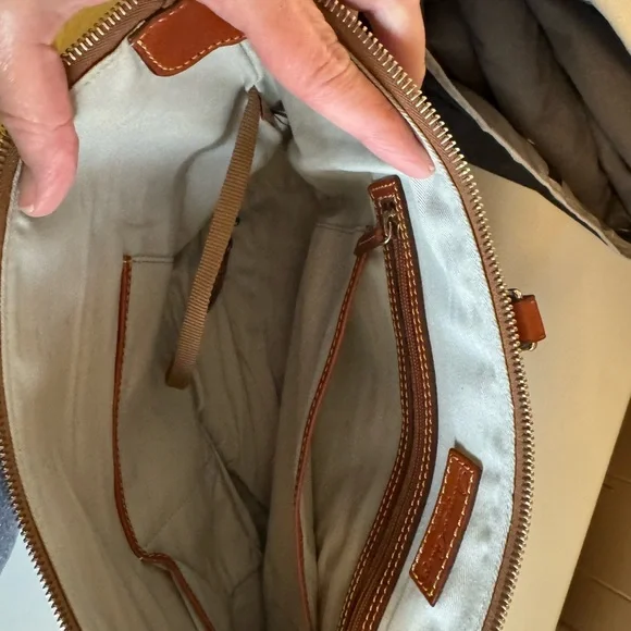 Dooney & Bourke Blue and Brown Tote Bag with Leather Accents - Picture 4 of 8